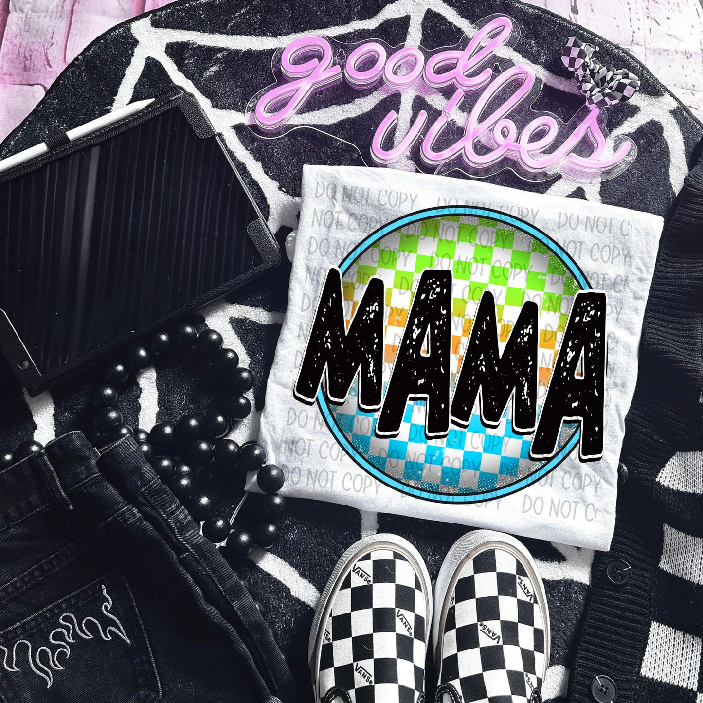 Mama Lime Circle Checker-DTF