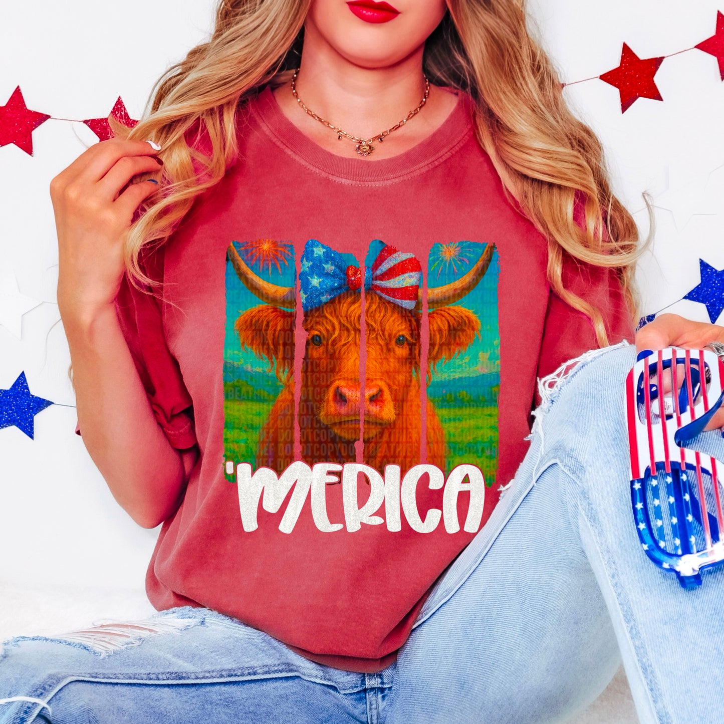 Merica highland cow-DTF&UV