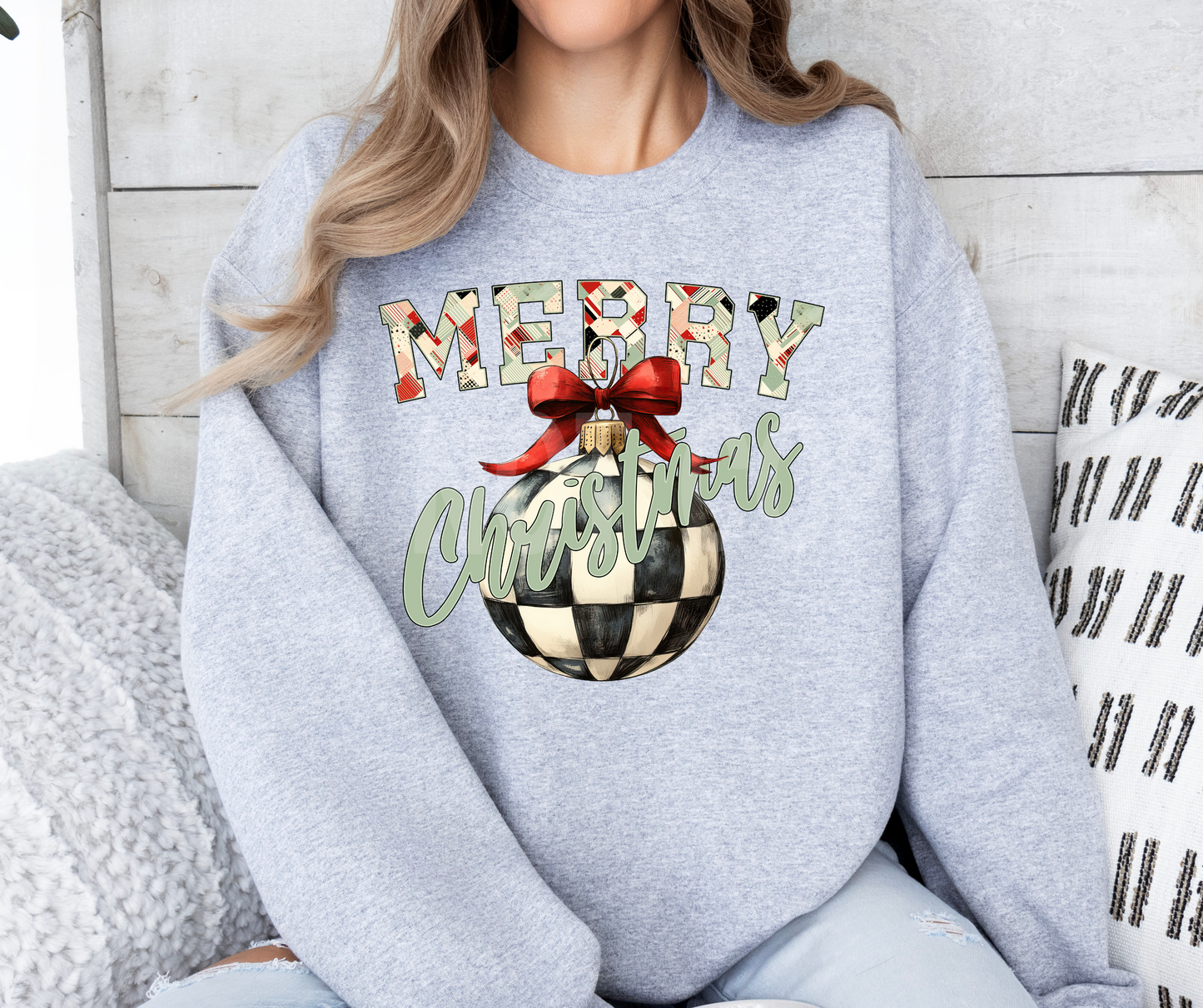 Merry Christmas Checkered Ornament-DTF