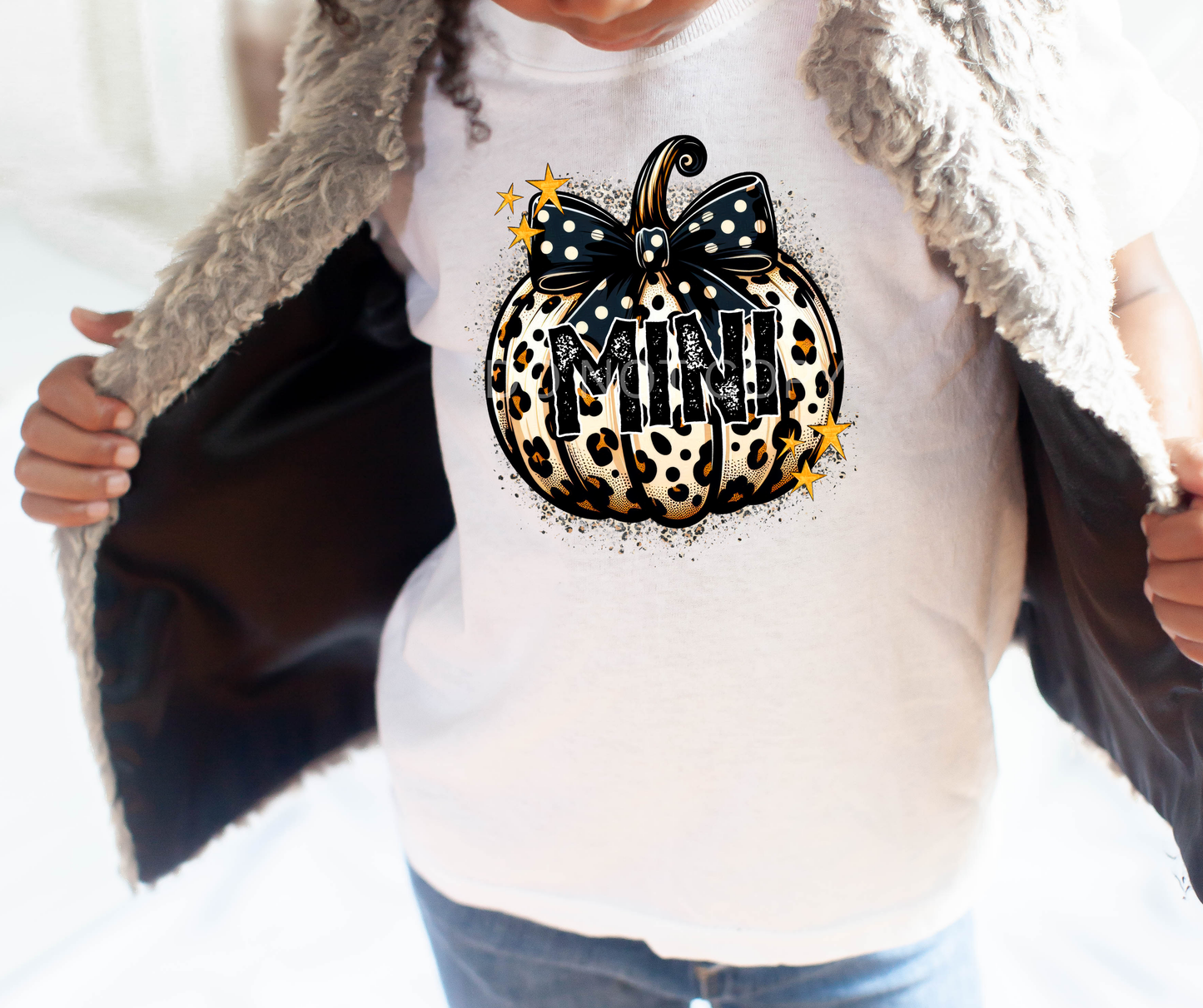 Mini on leopard pumpkin spotted bow-DTF