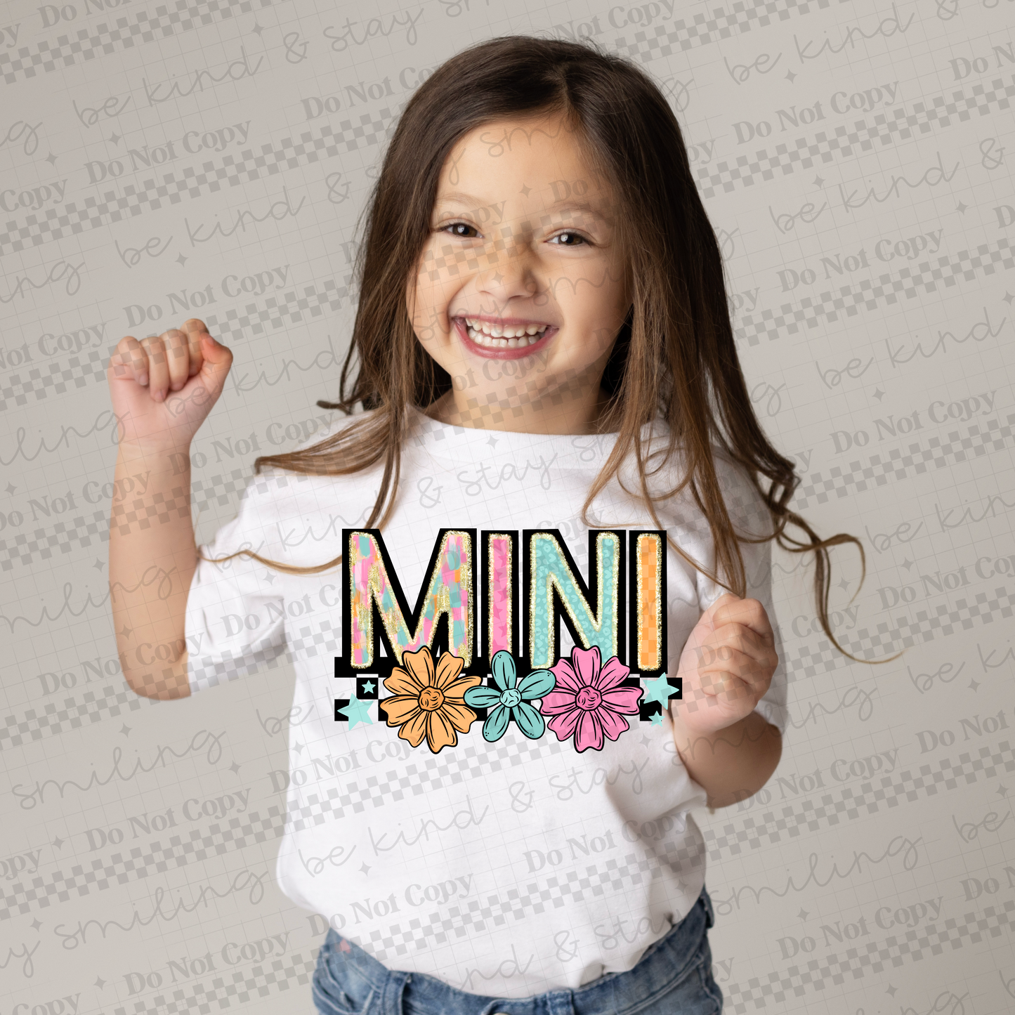 Mini checkered flowers below-DTF