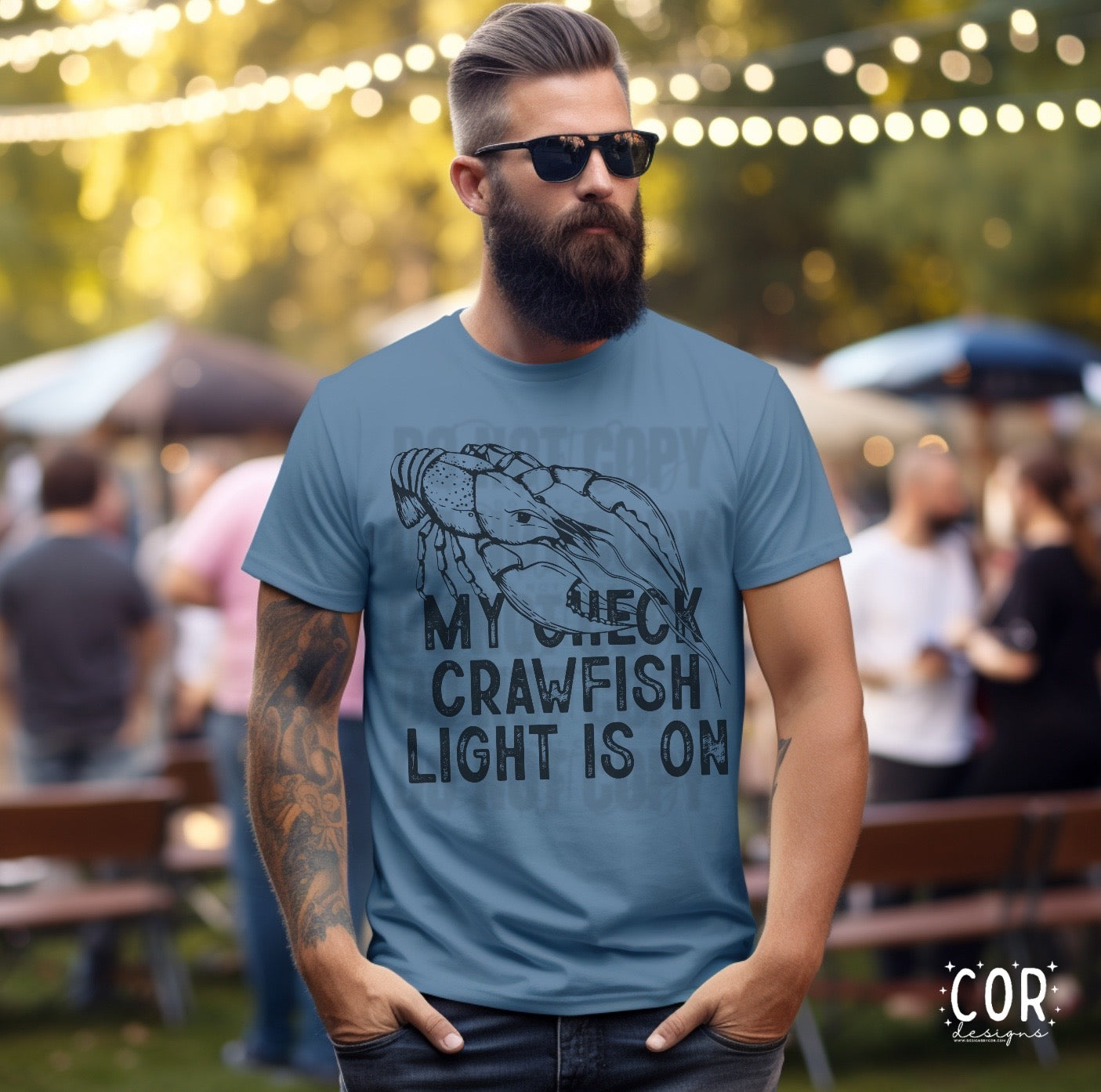 My Check Crawfish Light Is On Blk - DTF