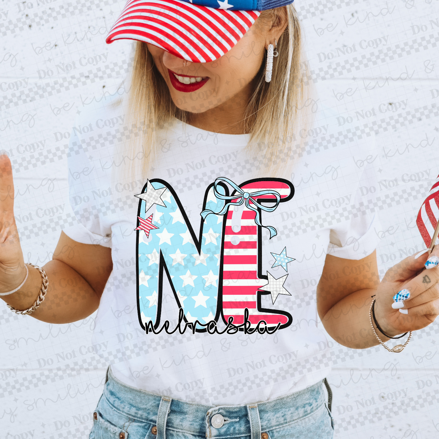 Patriotic States with bow(Dropdown)-DTF