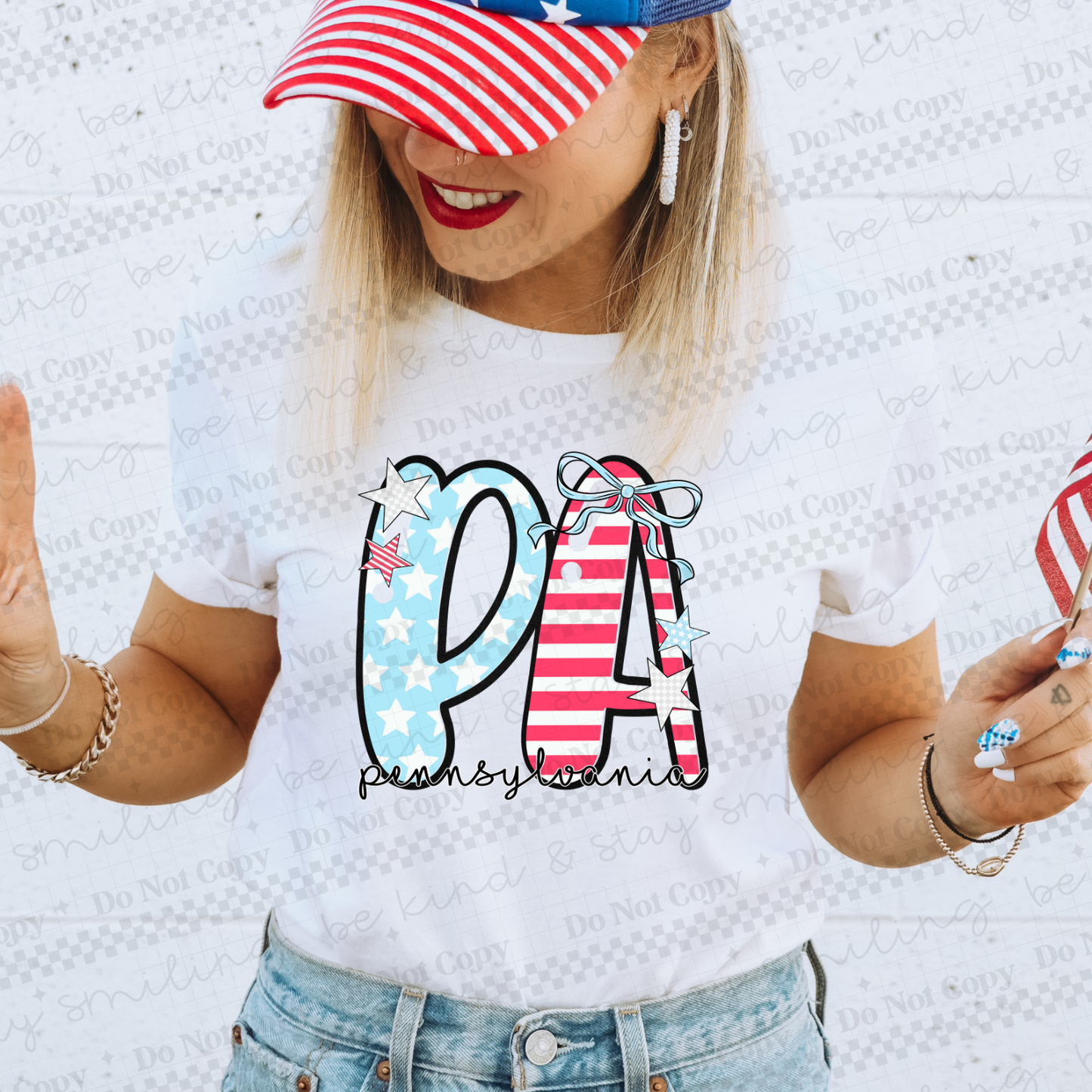 Patriotic States with bow(Dropdown)-DTF