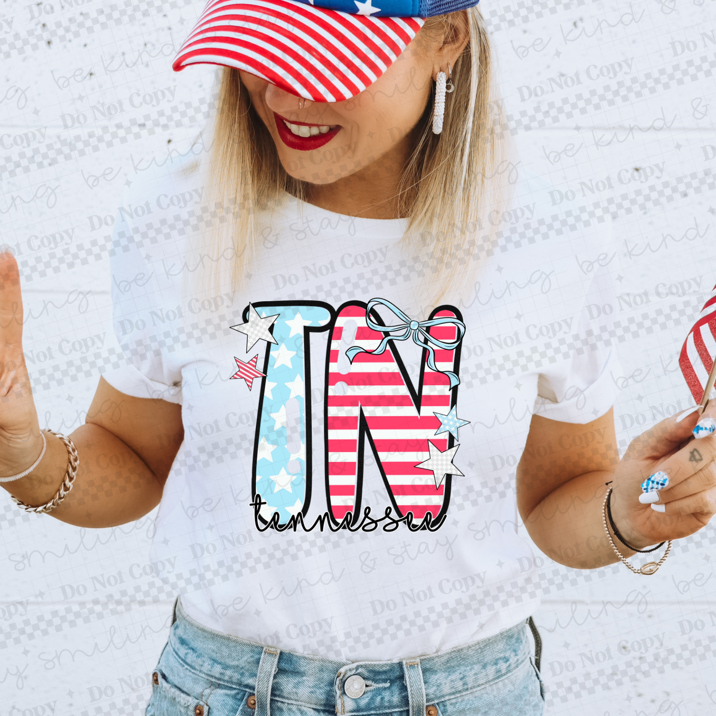 Patriotic States with bow(Dropdown)-DTF
