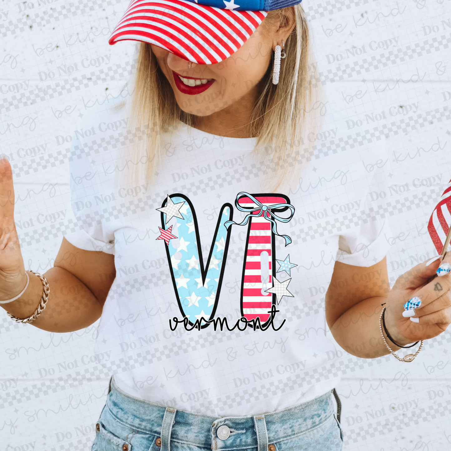 Patriotic States with bow(Dropdown)-DTF