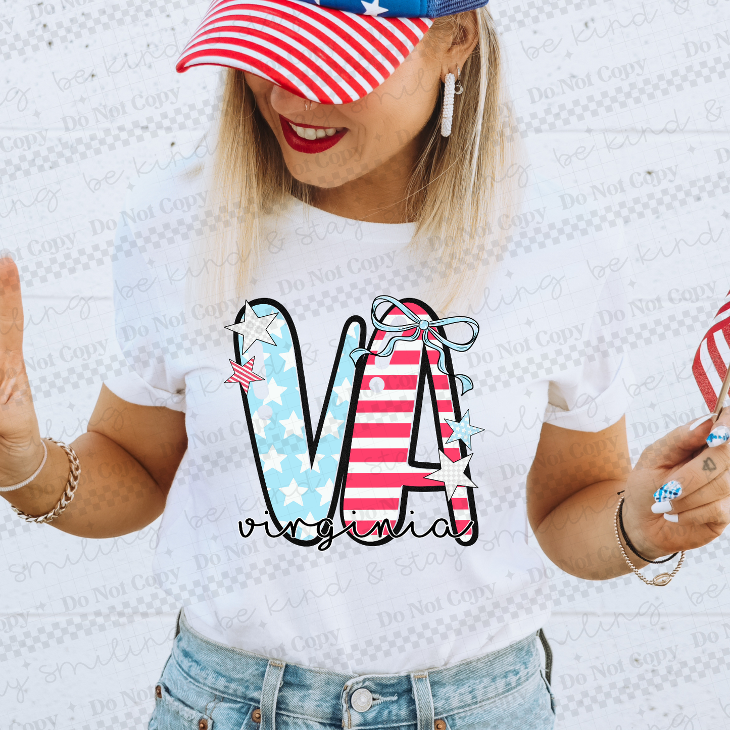 Patriotic States with bow(Dropdown)-DTF