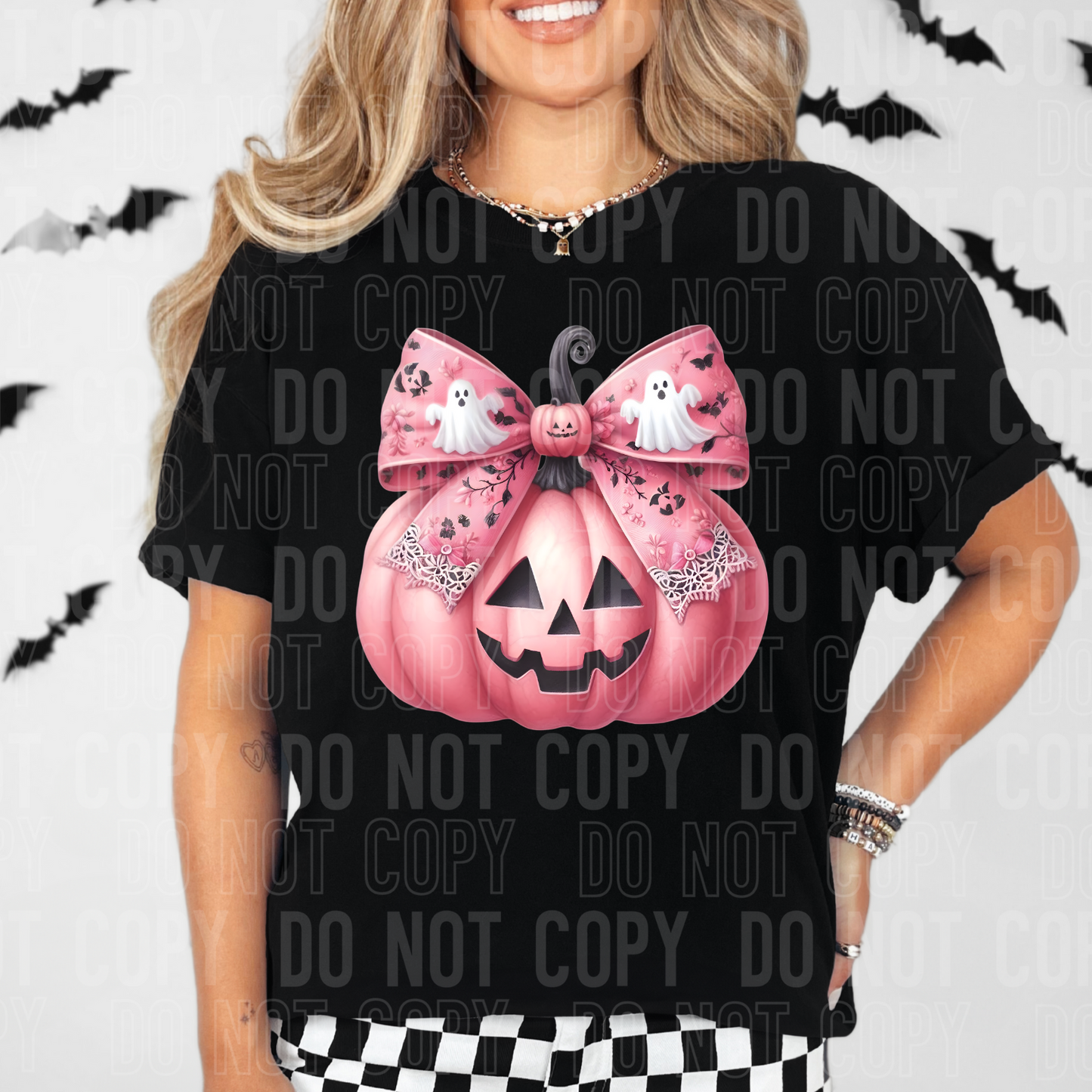 PINK JACK O LANTERN bow-dtf
