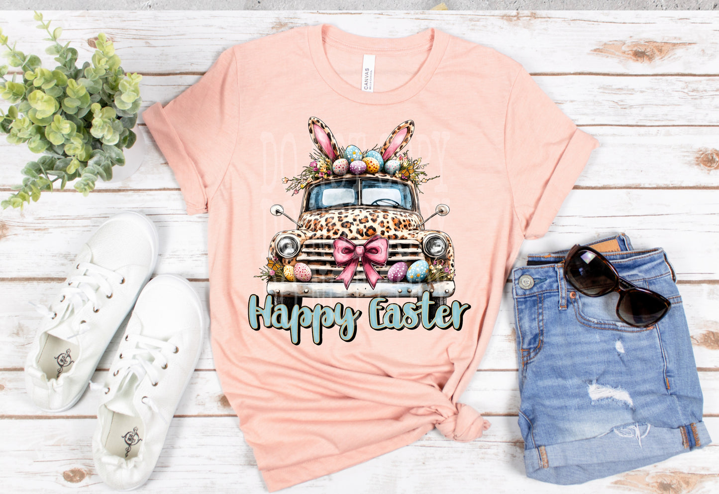 Happy Easter leopard truck-DTF