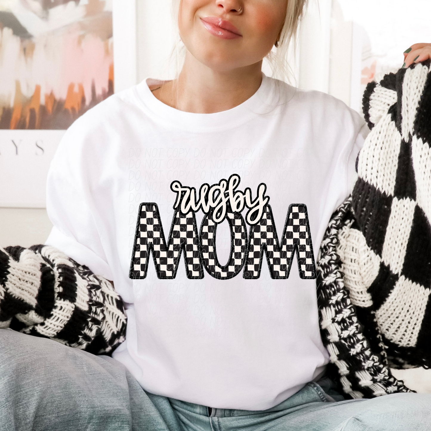 Checkered Sports Mom (dropdown)- DTF&UV