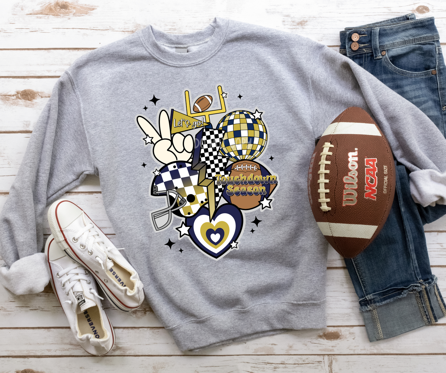 Retro Football New Navy gold-DTF