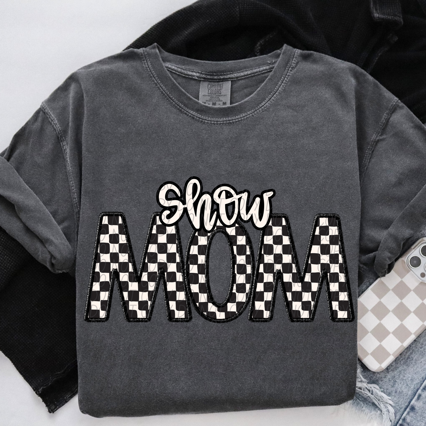 Checkered Sports Mom (dropdown)- DTF&UV