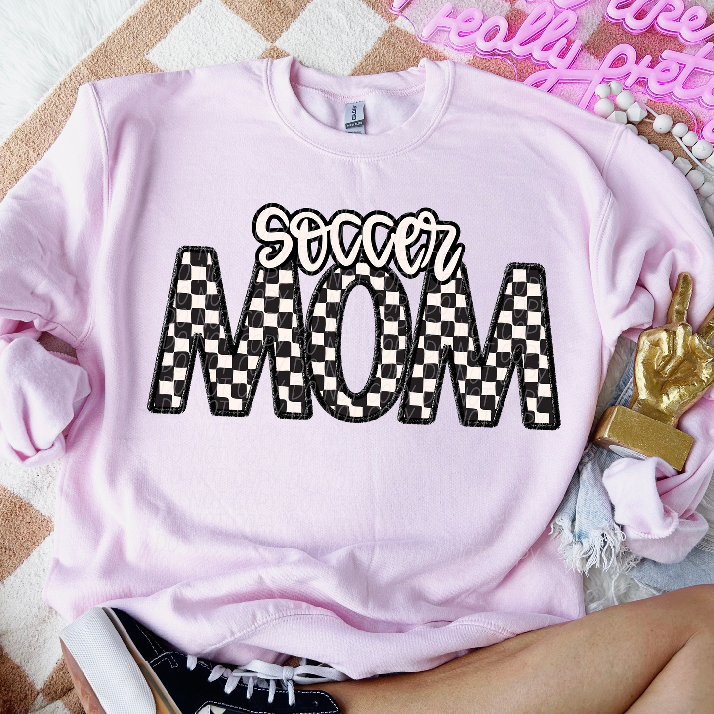 Checkered Sports Mom (dropdown)- DTF&UV