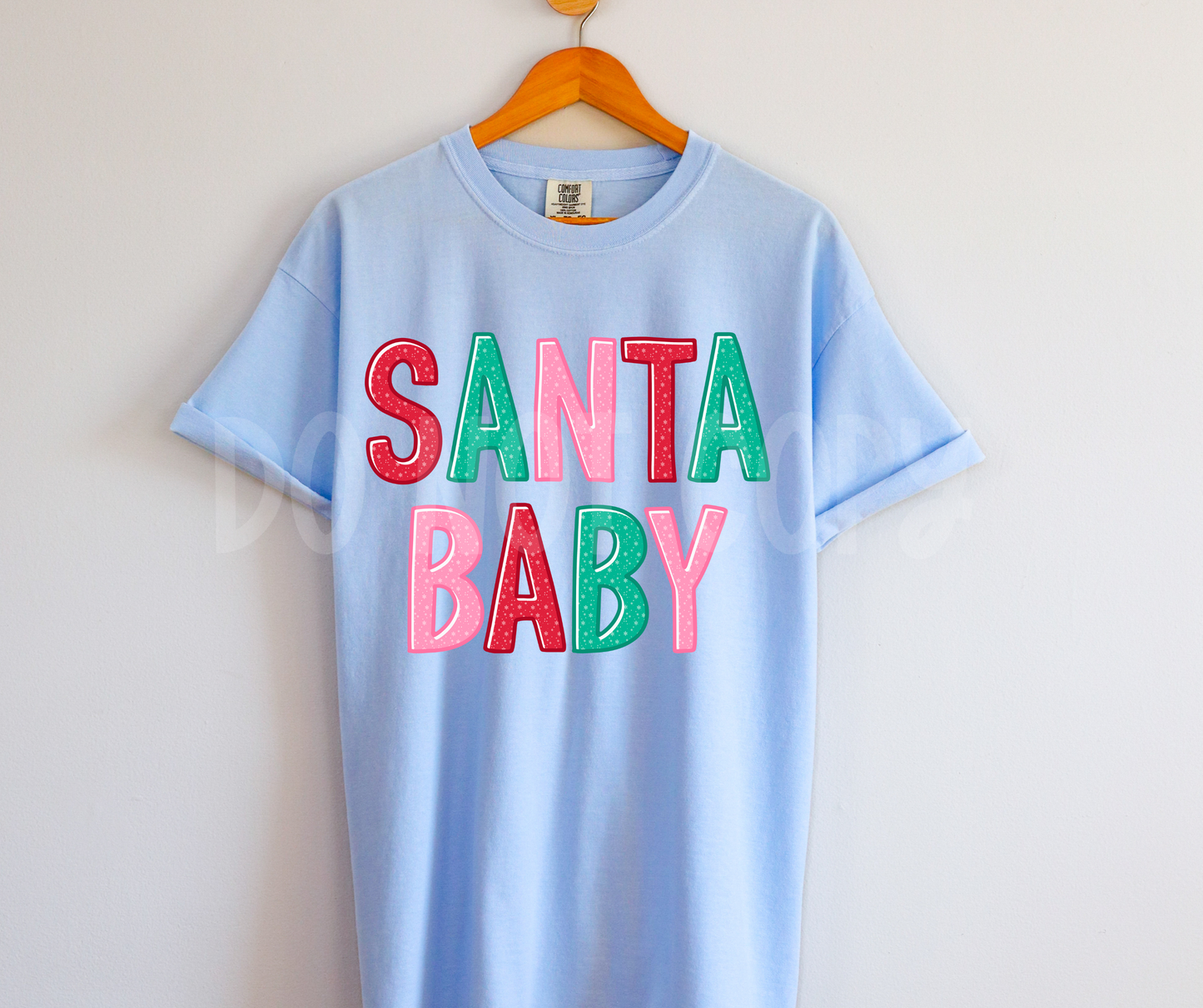 Santa Baby red S snowflakes on letters-DTF