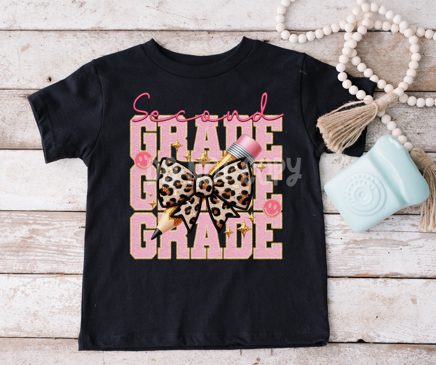 Second Grade pencil leopard bow-DTF
