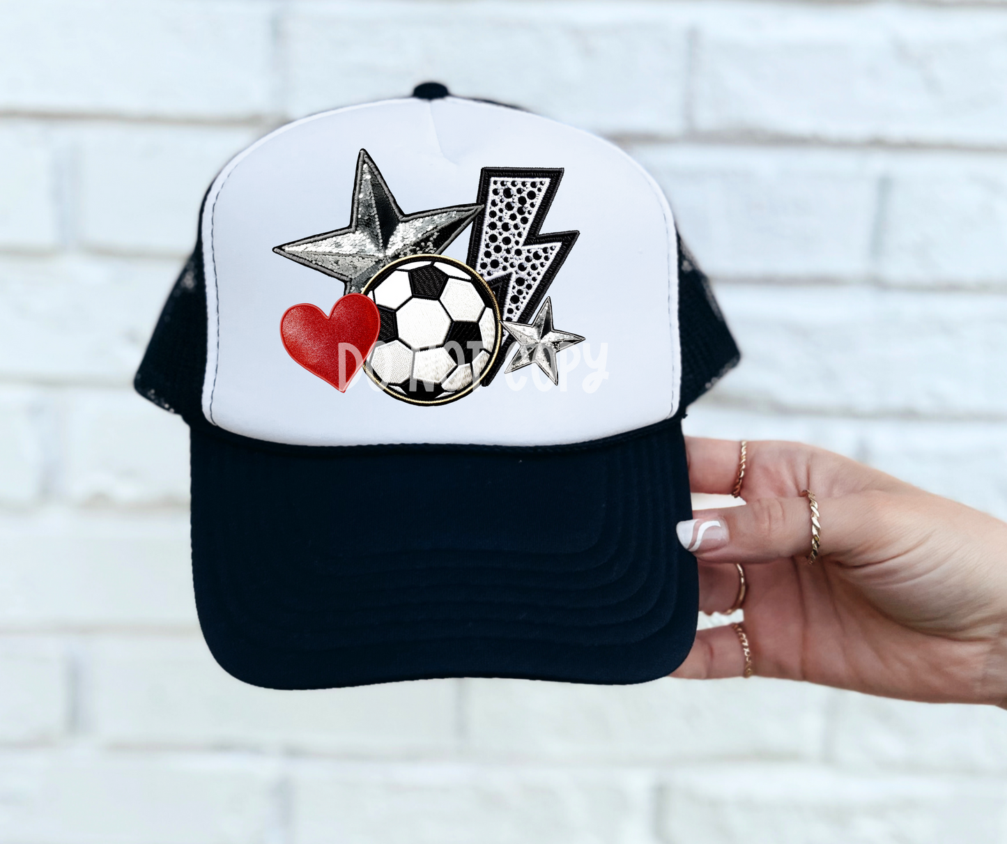 Soccer bolt faux Hat Patch-DTF
