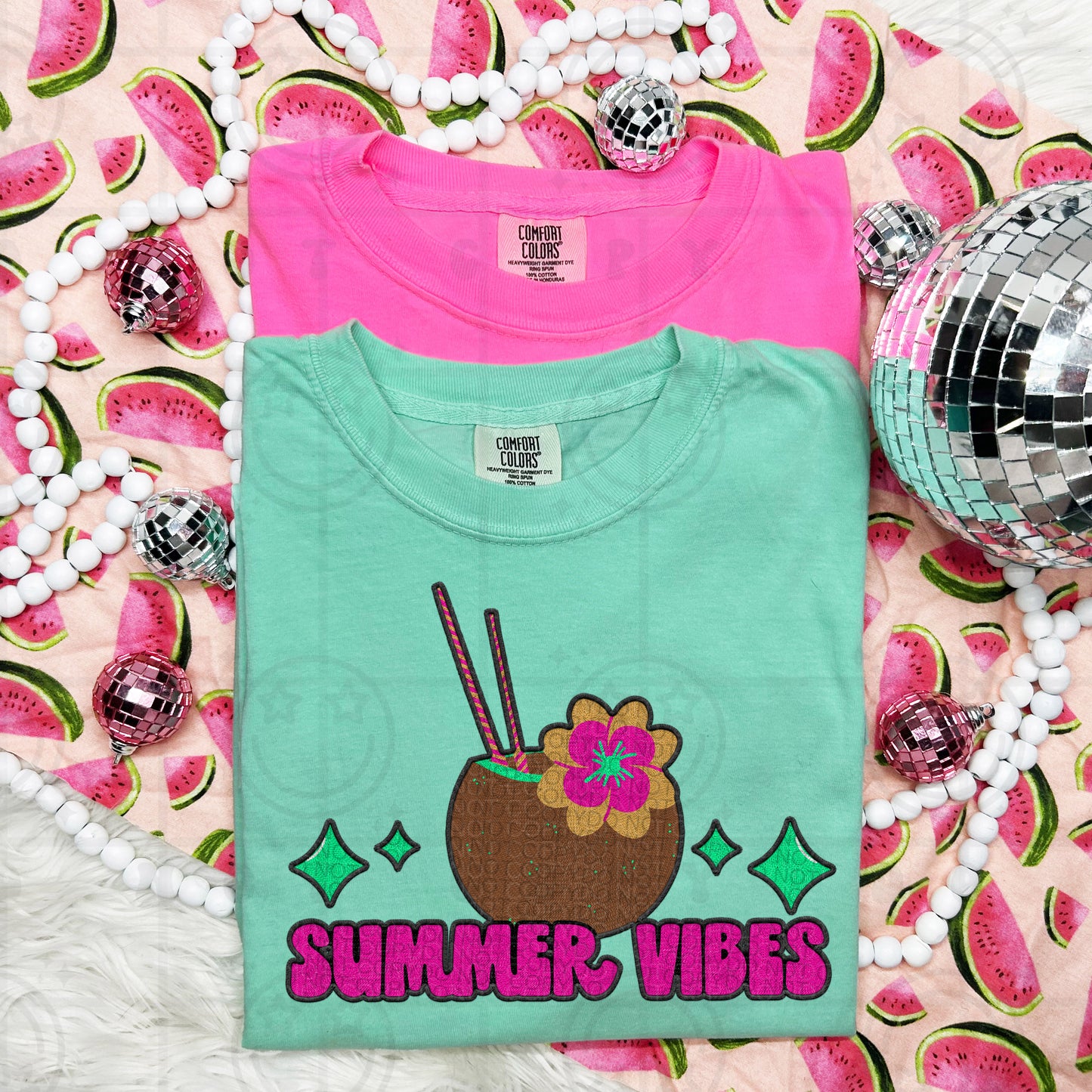 Summer Vibes Faux Emb -DTF