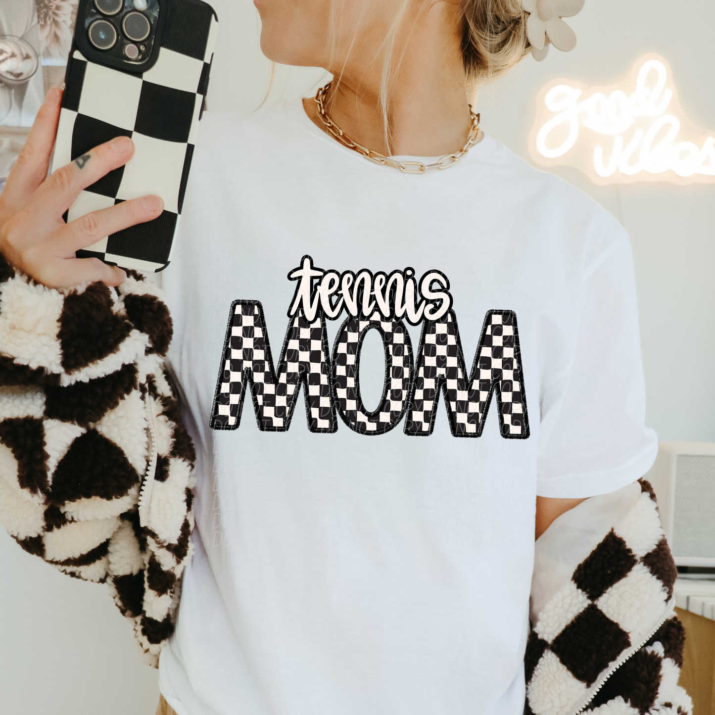Checkered Sports Mom (dropdown)- DTF&UV