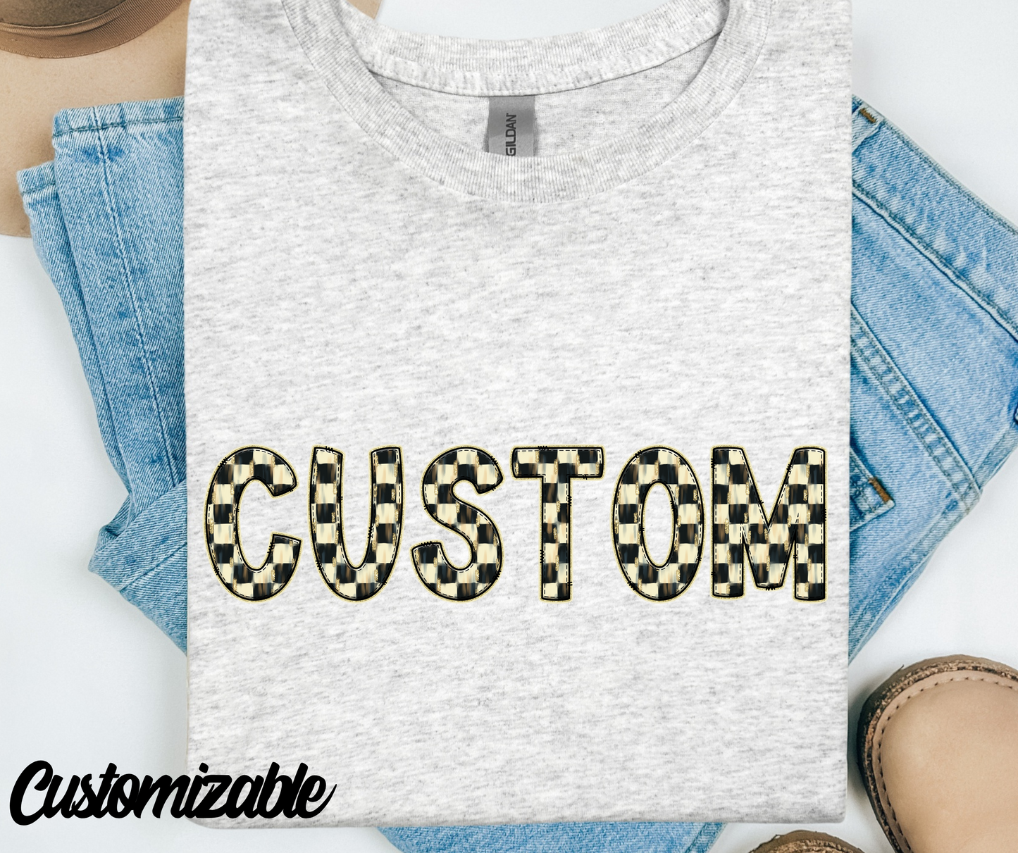 Glittery Custom Checkered Mascot/NAME/Occupation: ANY NAME-DTF