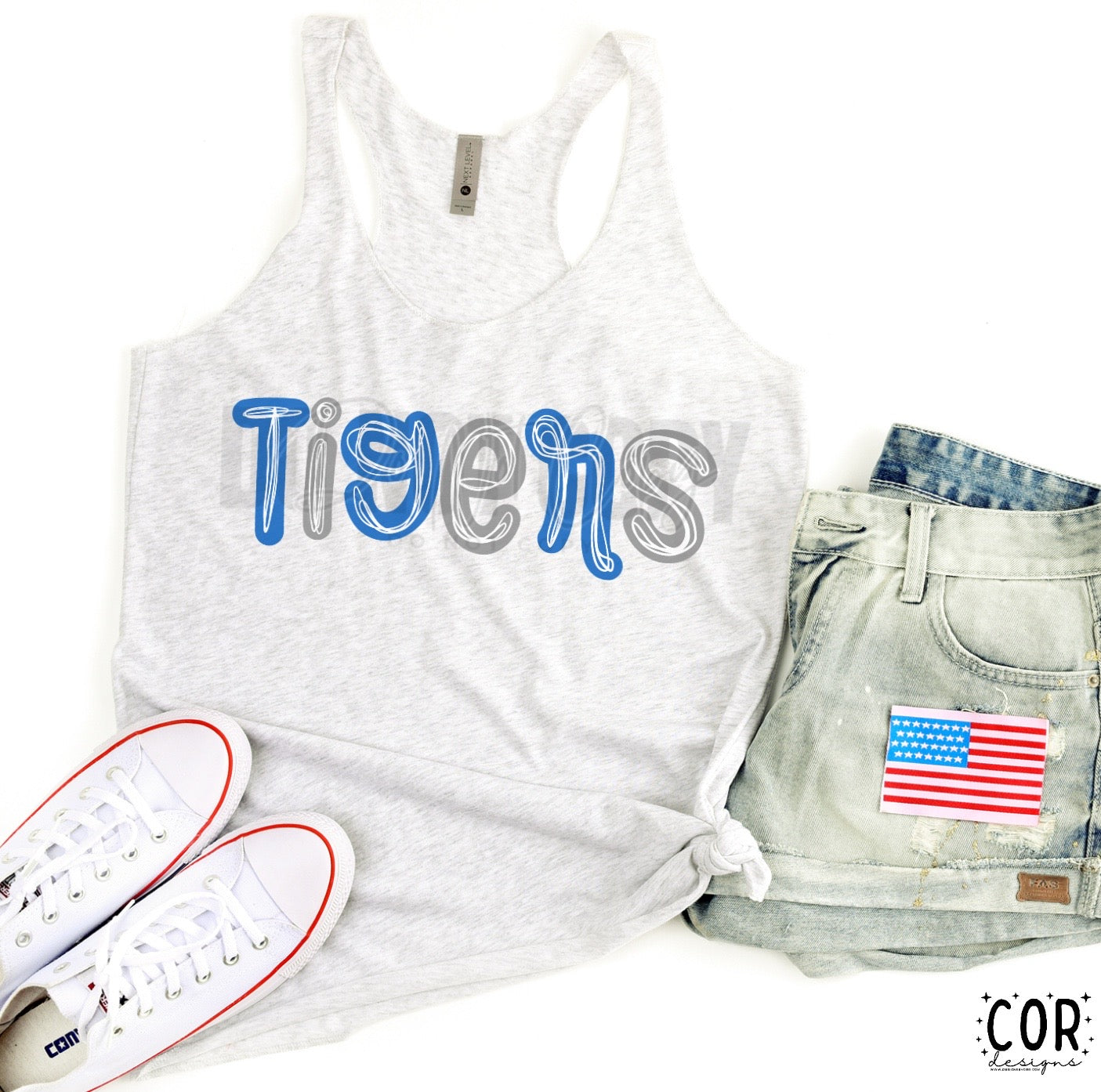 Tigers Blue & Gray White inside- DTF
