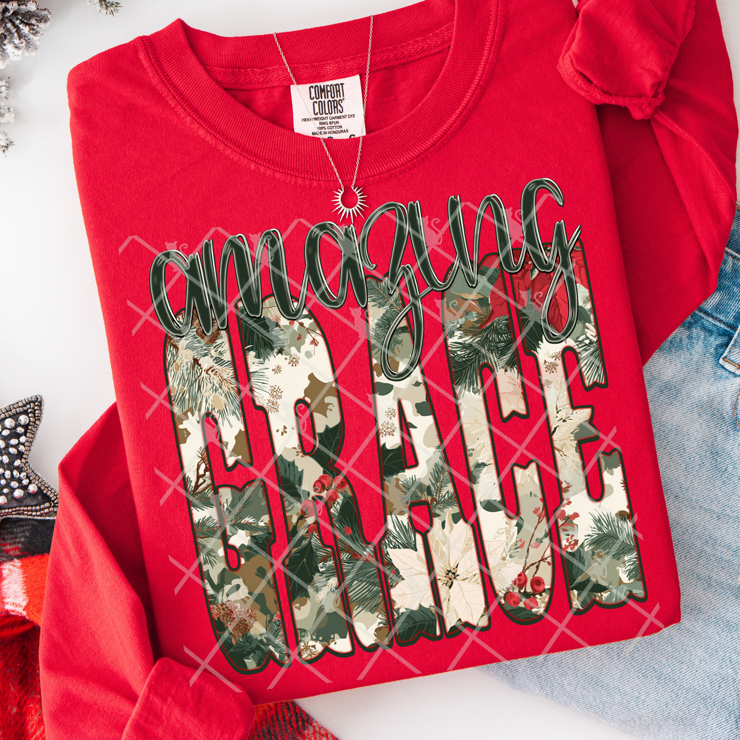 christmas camo amazing grace -DTF&UV