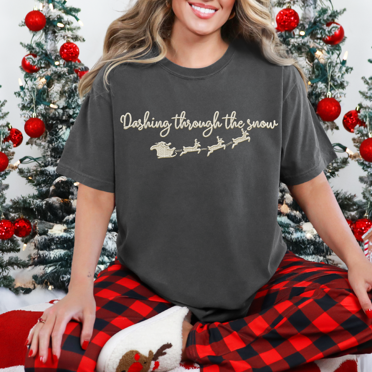 dashing through the snow ivory-DTF