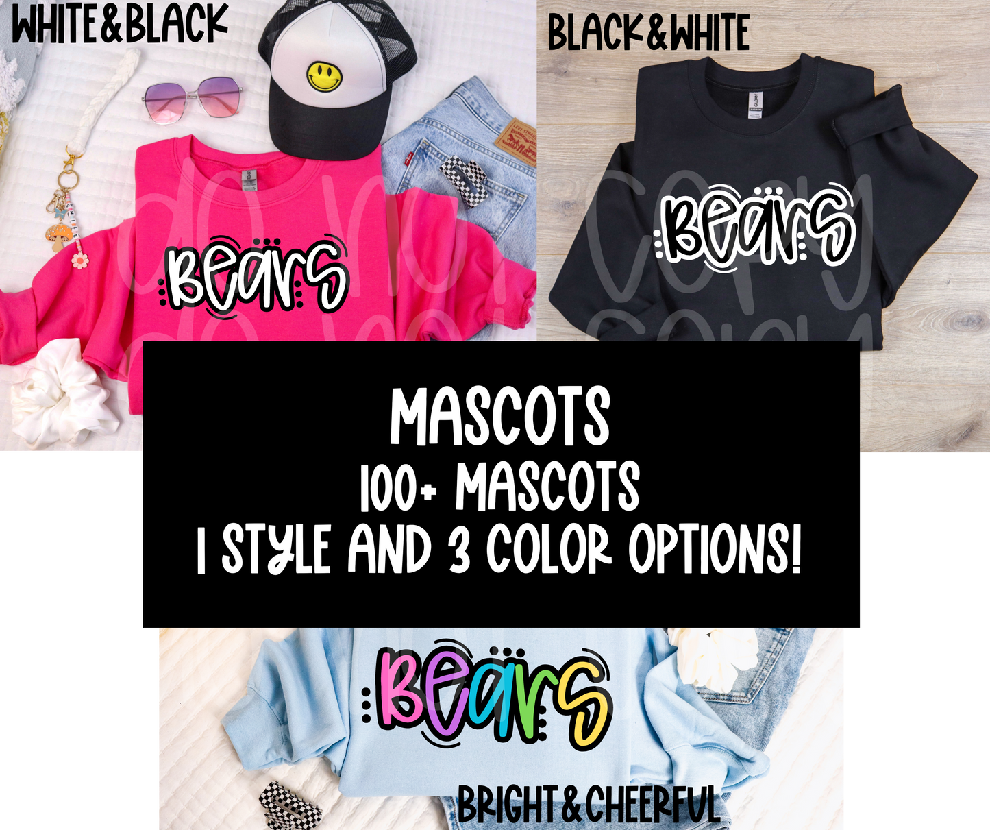Mascots (ALL 105 MASCOTS in this listing)-DTF