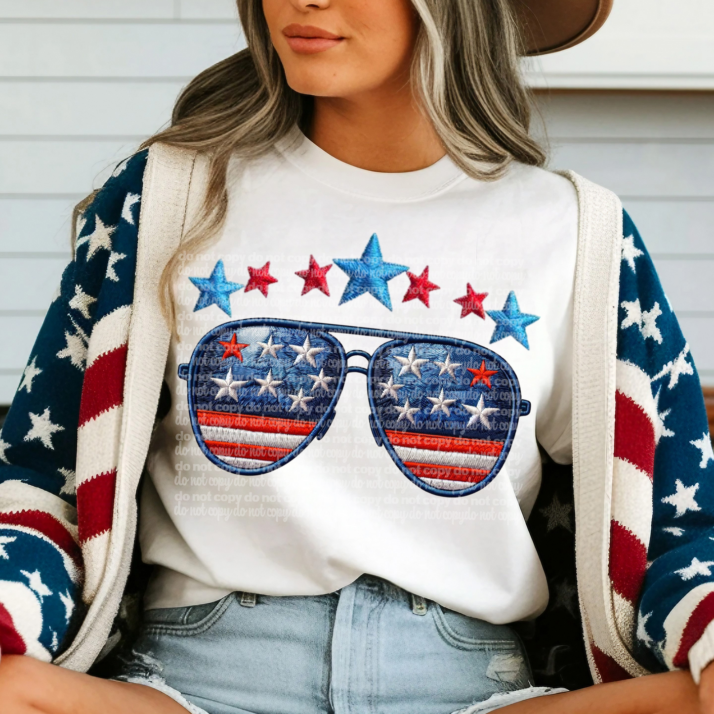 flag sunnies emb -DTF&UV