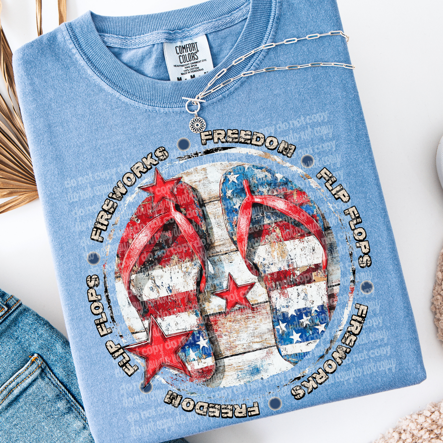 flip flops fireworks freedom -DTF&UV