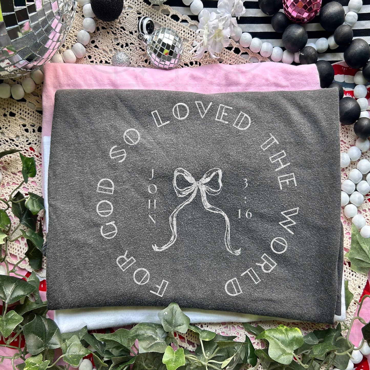 For God so loved circle bow (Font Color/Dropdown)-DTF&UV