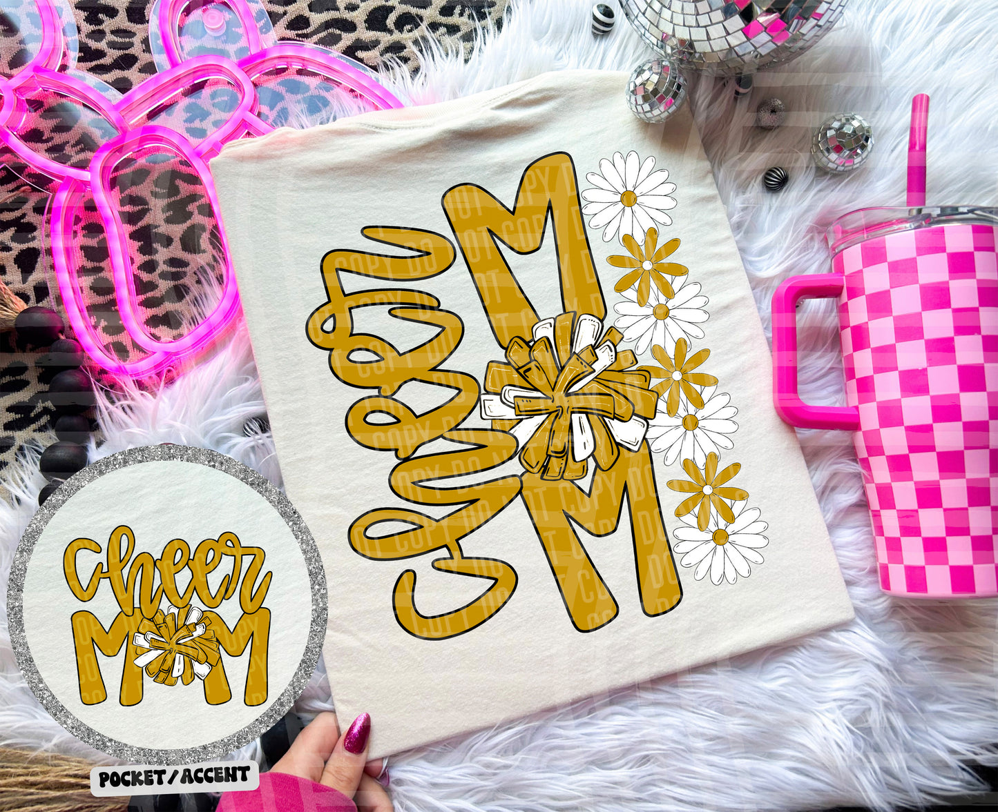 Cheer Mom (Includes front and back-COLORS IN DROPDOWN)- DTF&UV