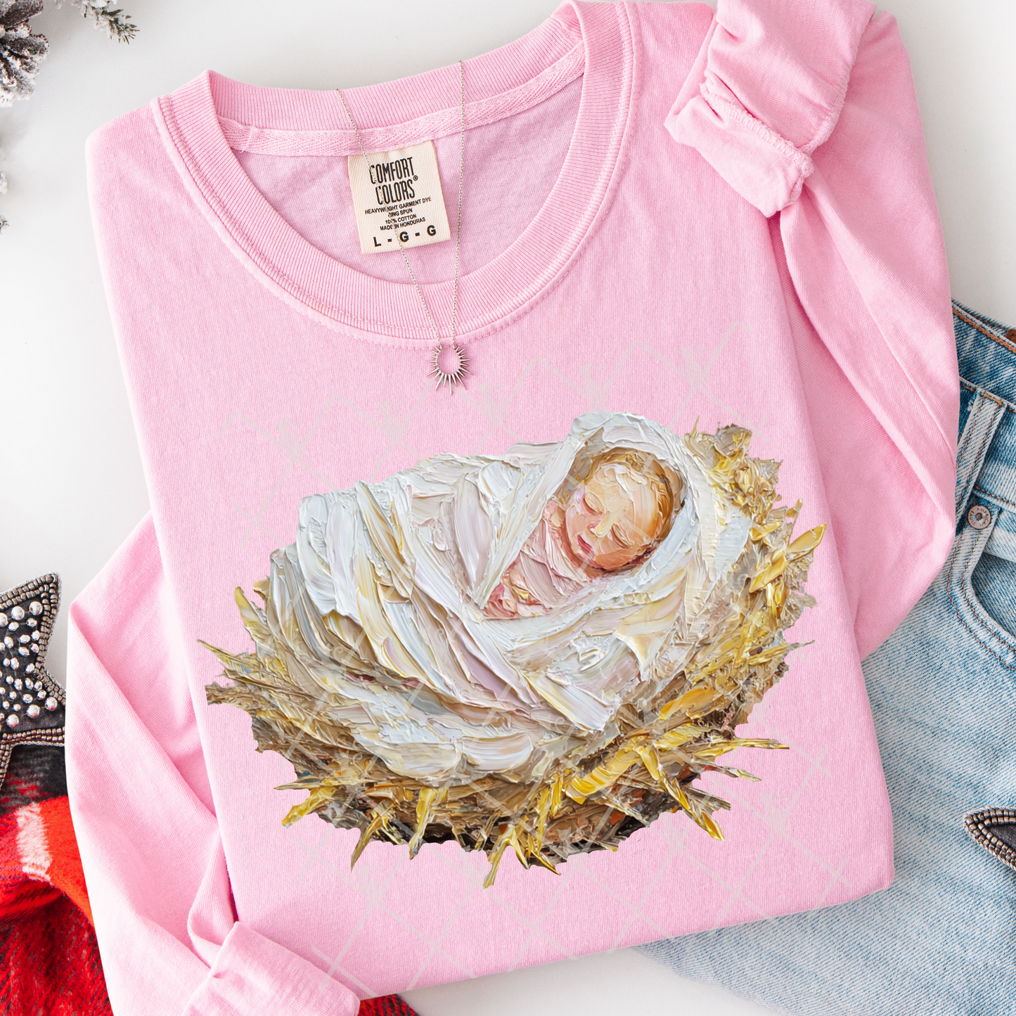 hand painted baby jesus -DTF&UV