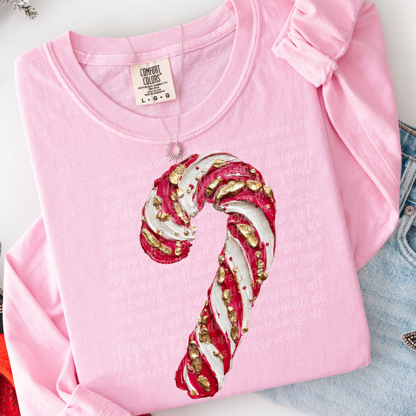 handpainted candy cane -DTF&UV