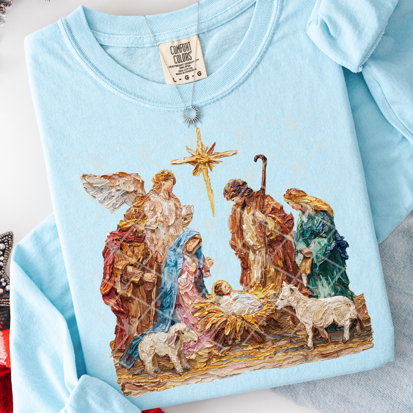 Nativity hand painted scene -DTF&UV
