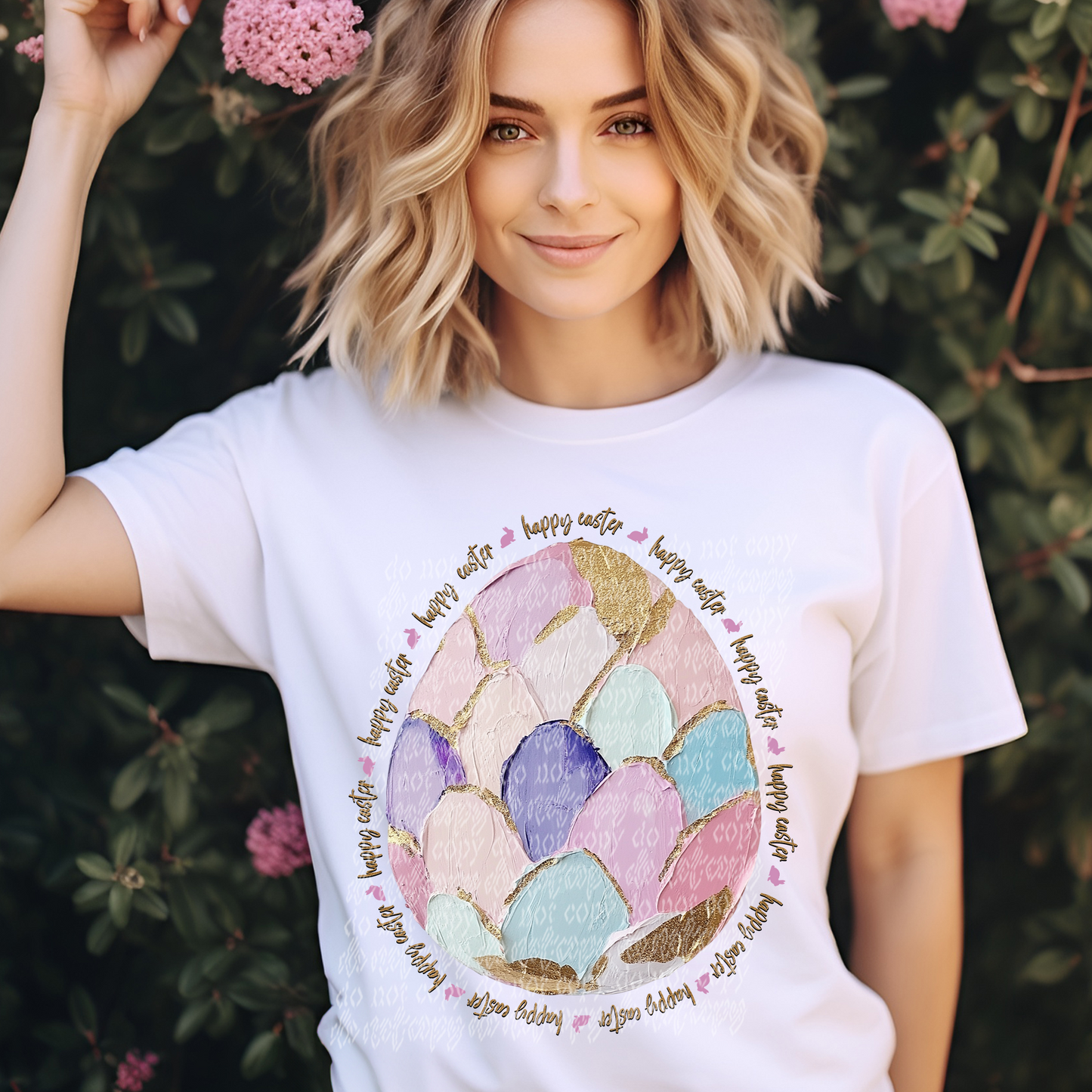 happy easter painted egg -DTF