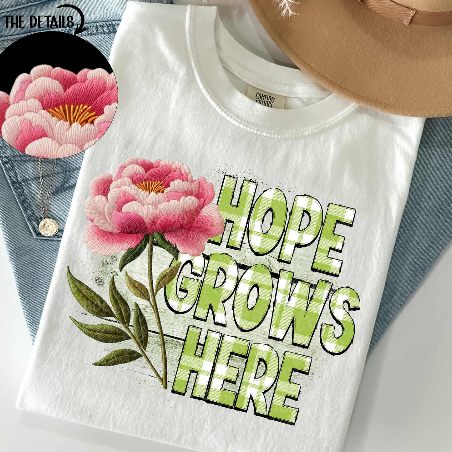 hope grows here peony -DTF