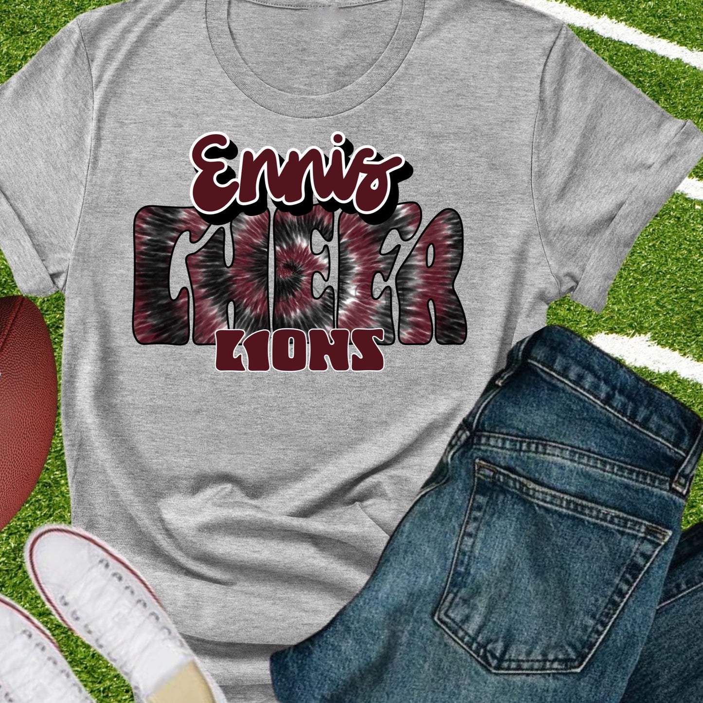 Ennis lions cheer tie dye maroon-DTF