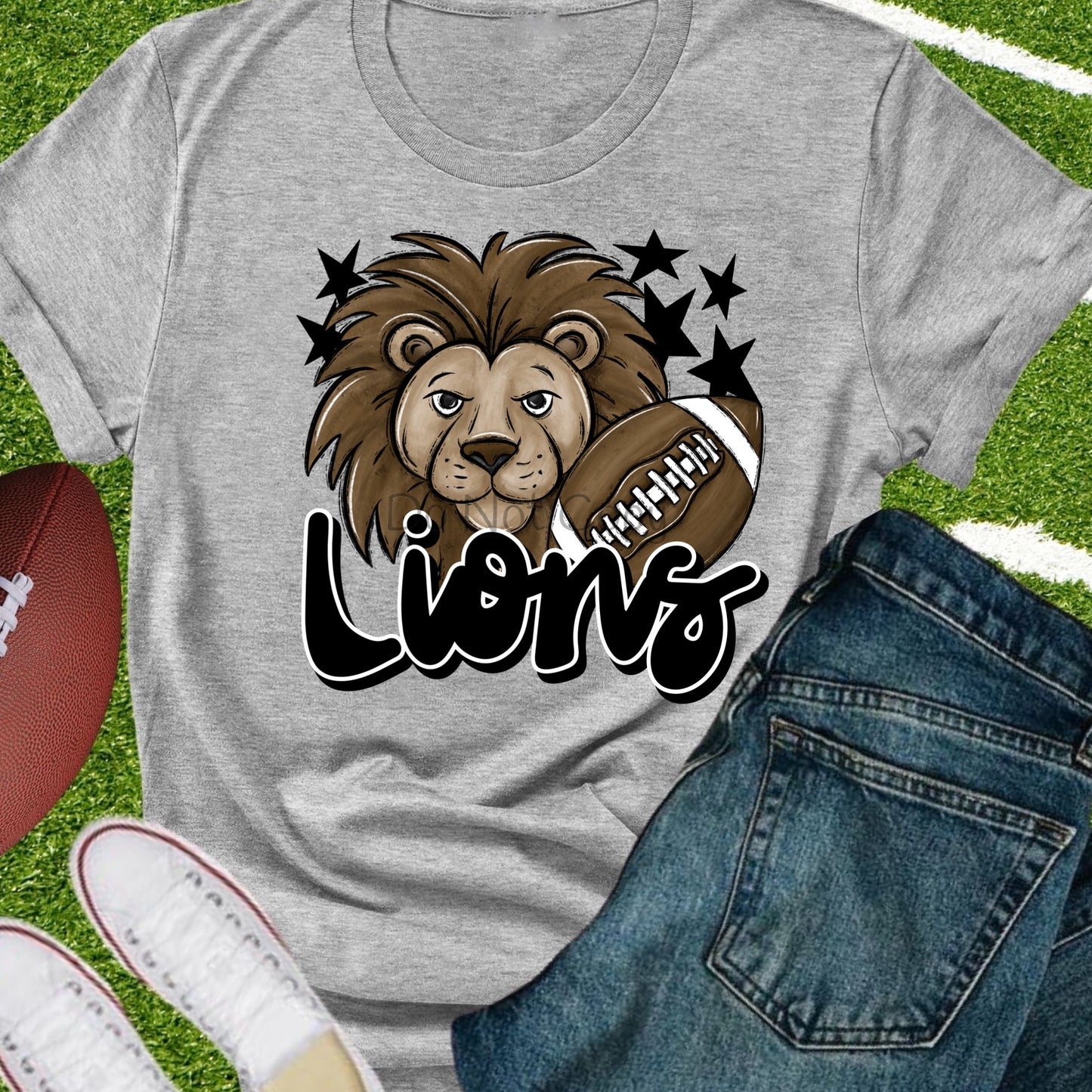Lions football black-DTF