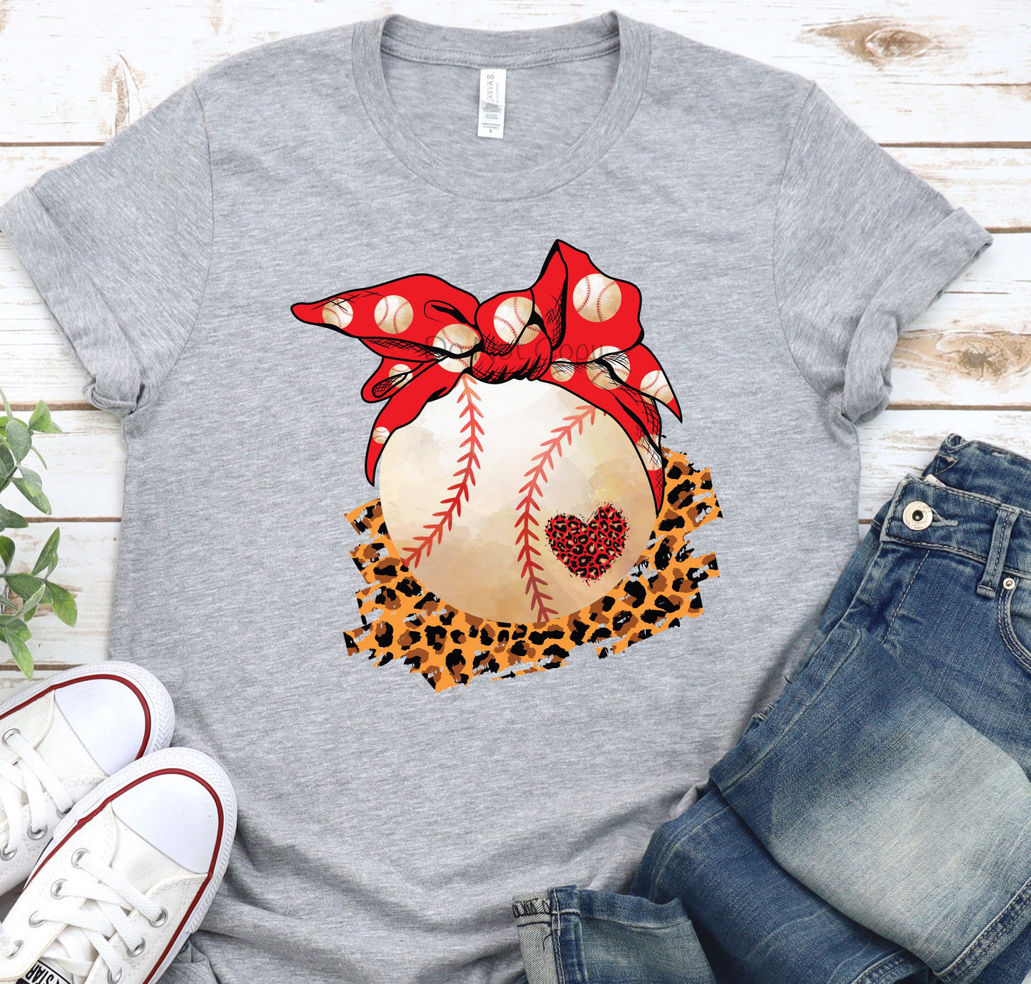 Baseball red bow-DTF