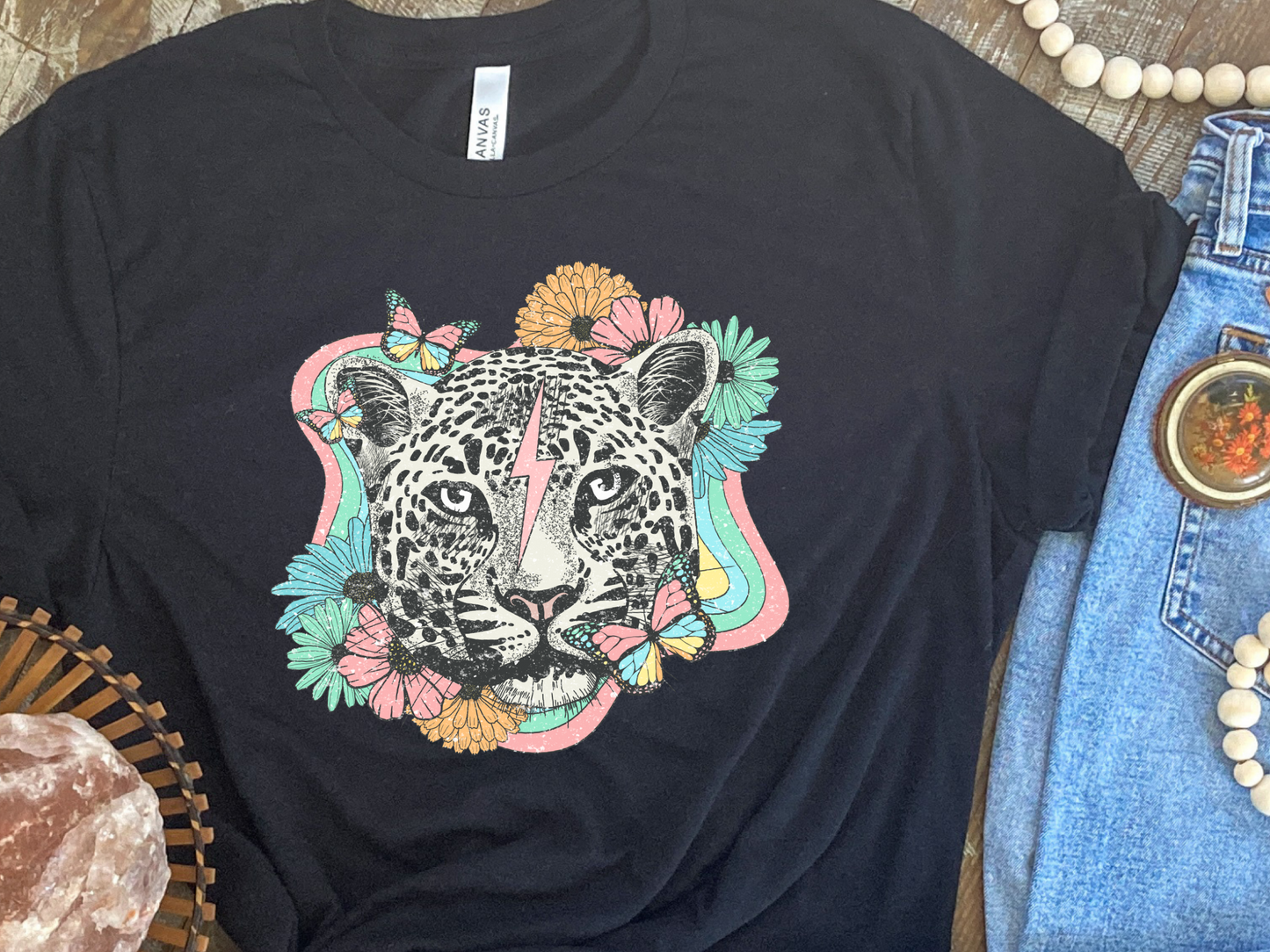 Boho Leopard with flowers-DTF