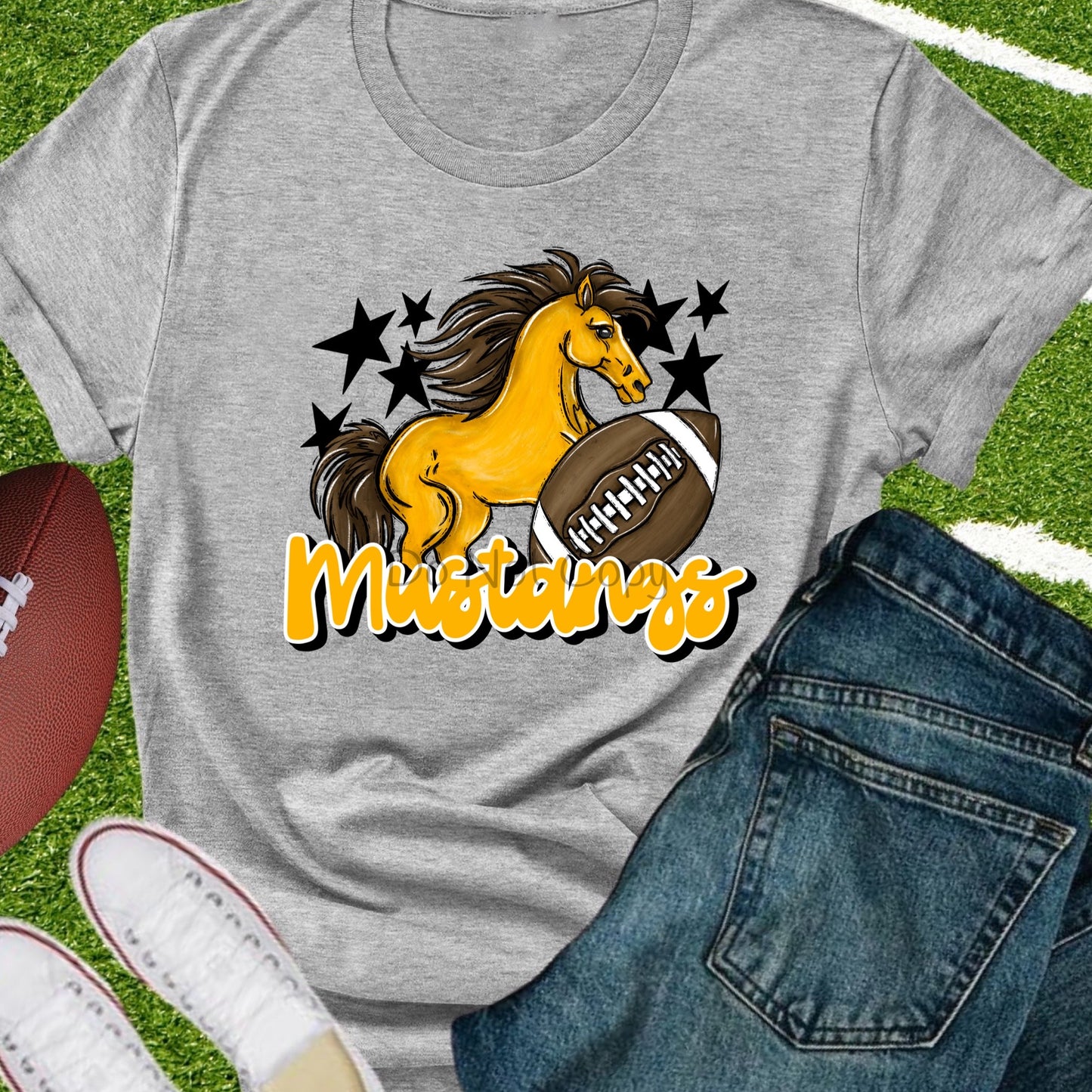 Mustangs football gold-DTF