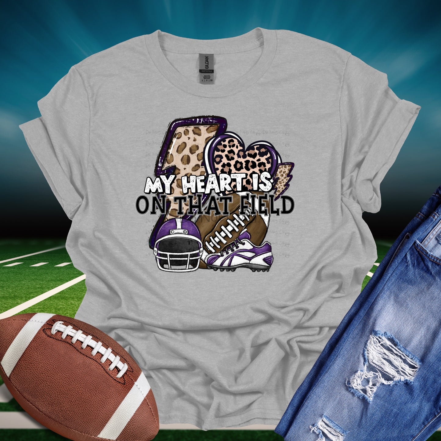 My heart football purple-DTF