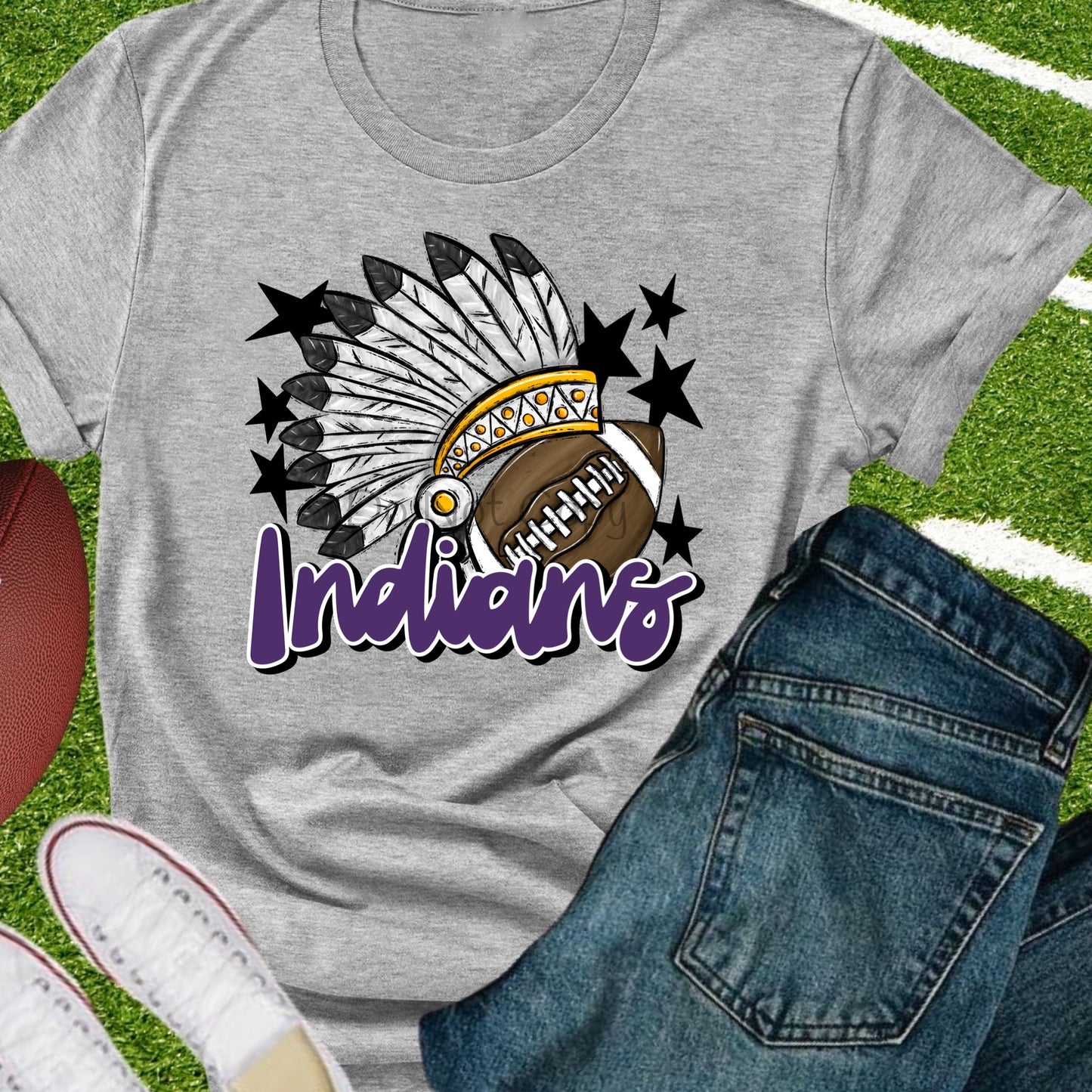 Indians football gold purple-DTF