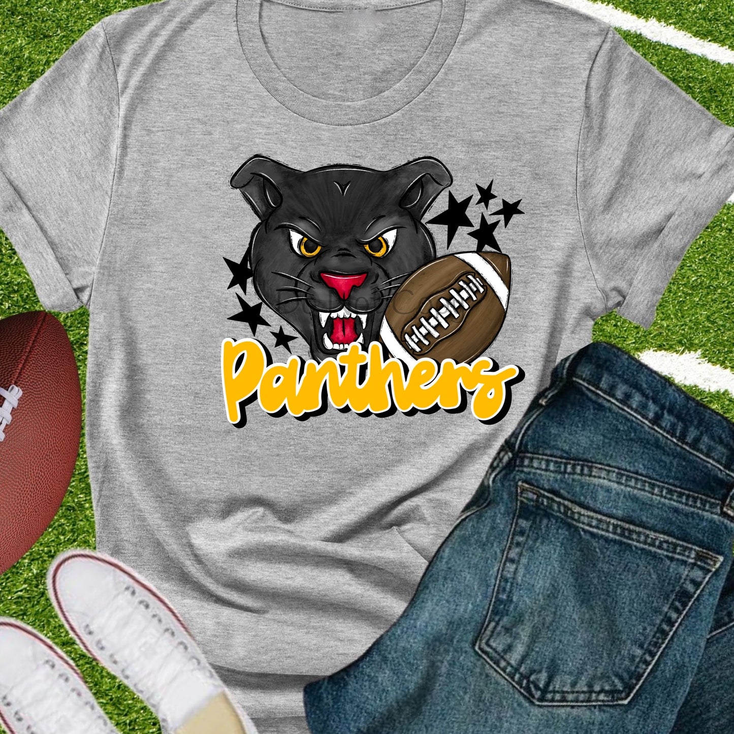 Panthers football gold-DTF