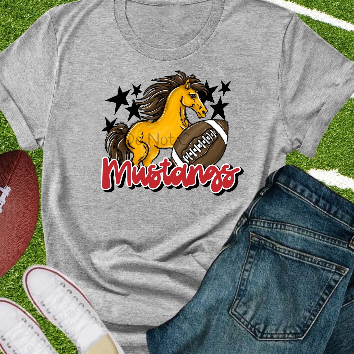 Mustangs football red-DTF