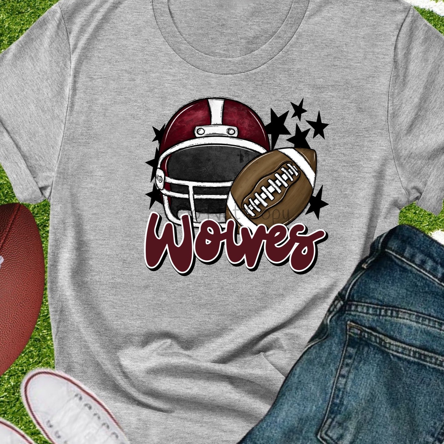 Wolves football helmet maroon - DTF