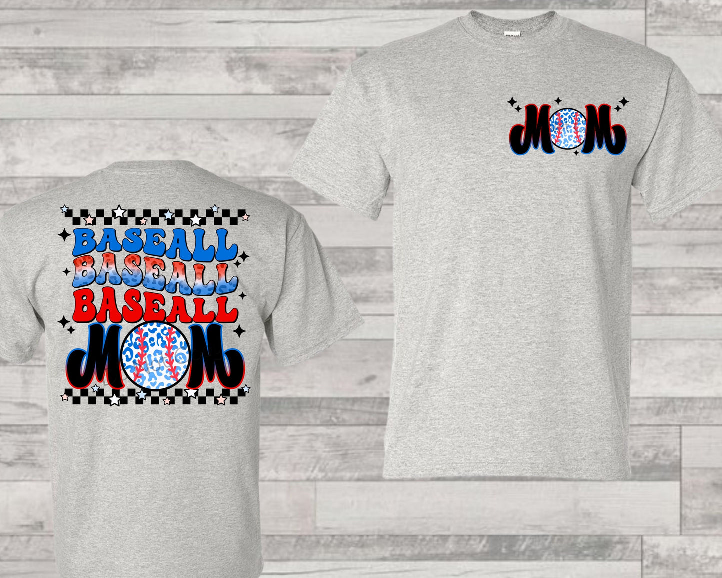 Baseball mom red white blue(POCKET)-DTF