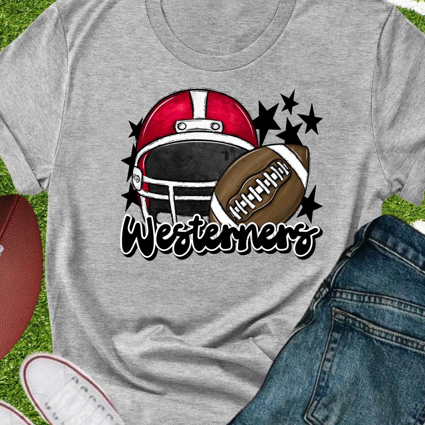 Westerners football helmet red-DTF