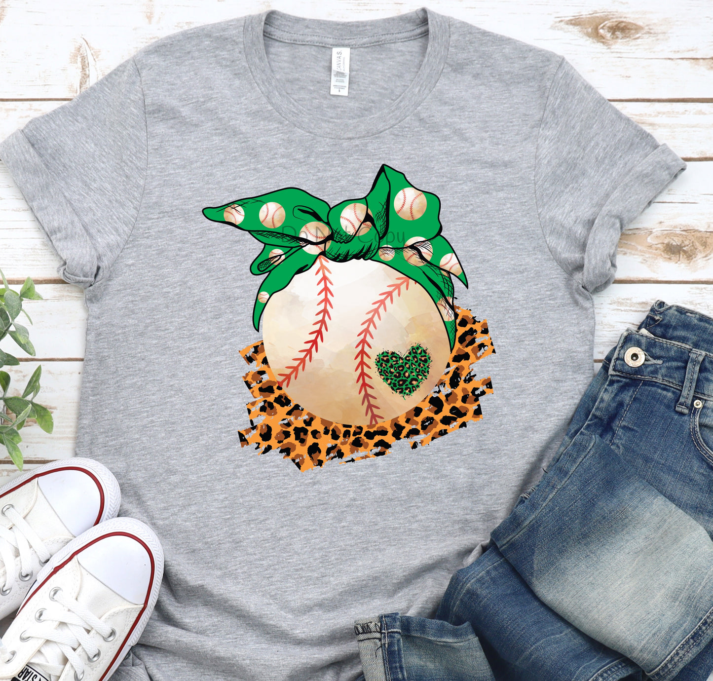 Baseball green bow-DTF