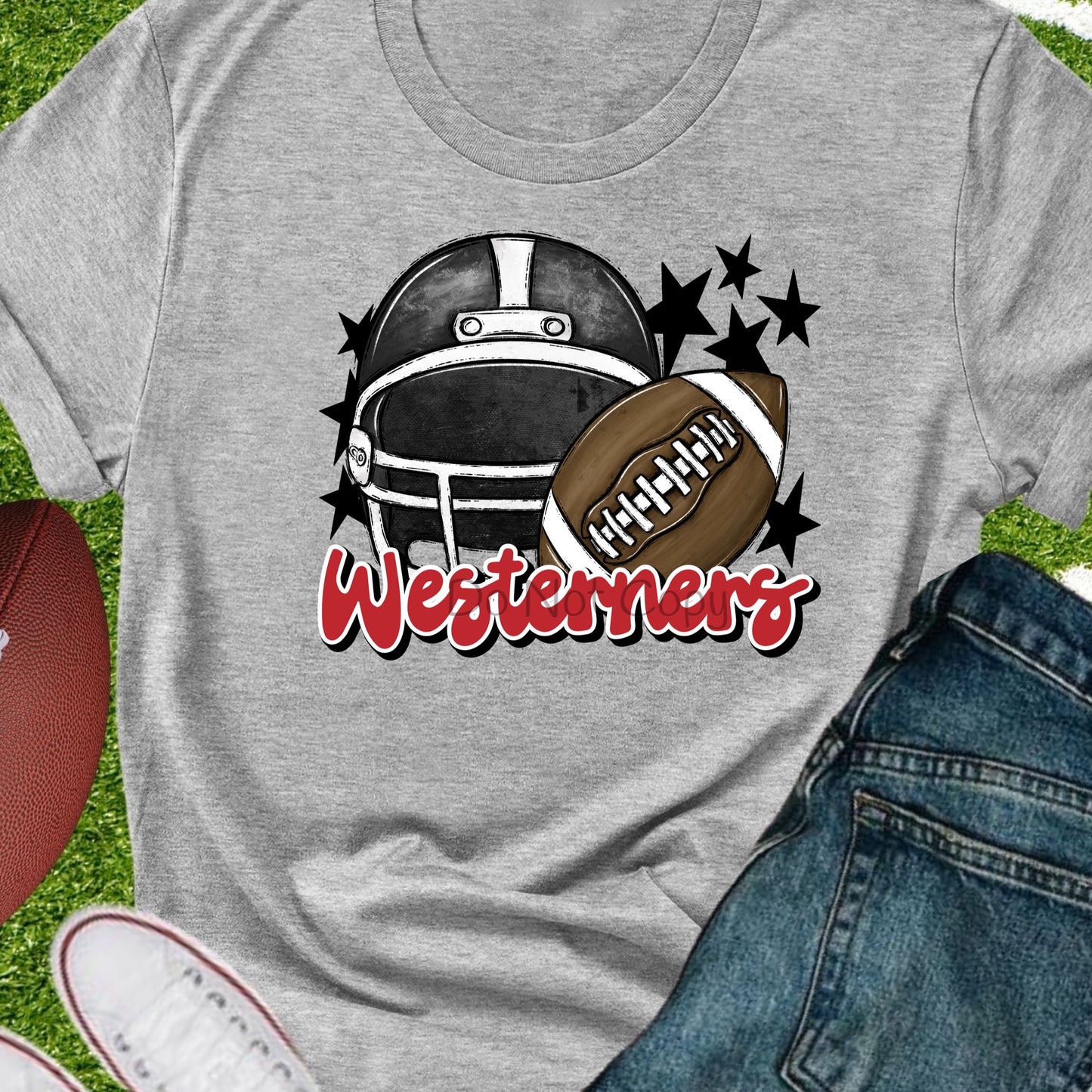 Westerners football helmet black red-DTF